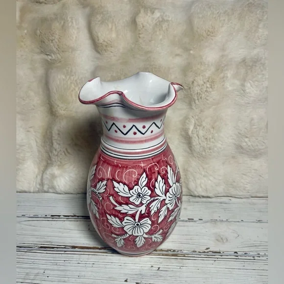 Vintage Orvieto Deruta Italy Pottery‎ Floral Jug Pitcher Vase Earthenware - Picture 3 of 11